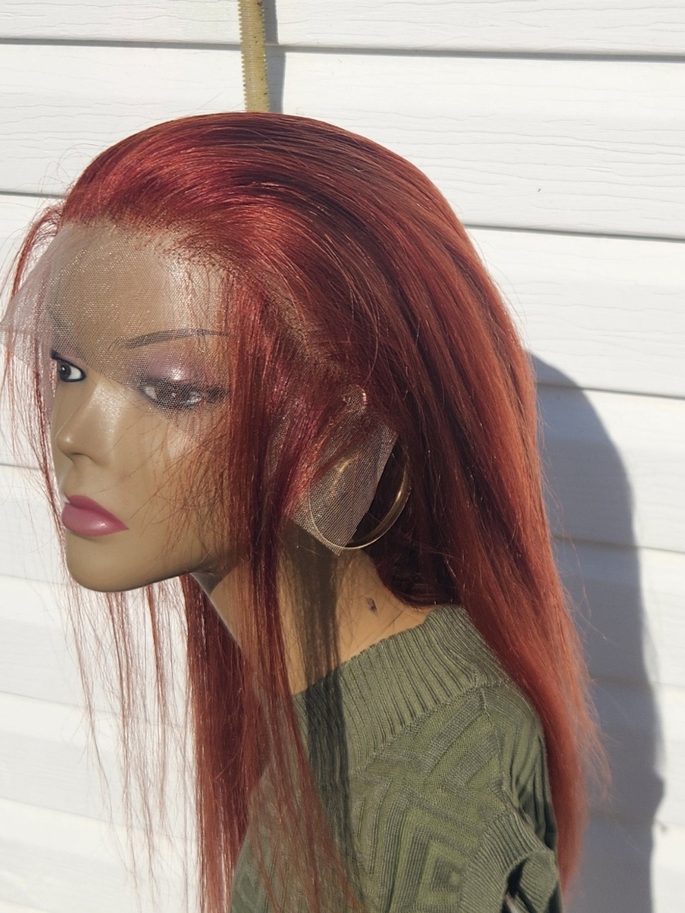 Red Straight Lace Front Wig - Natural Shine